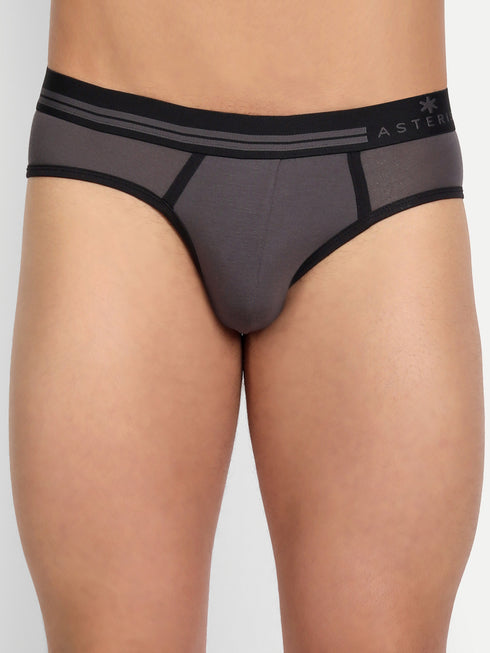 Men's Micro Modal Briefs with Piping Midnight Grey